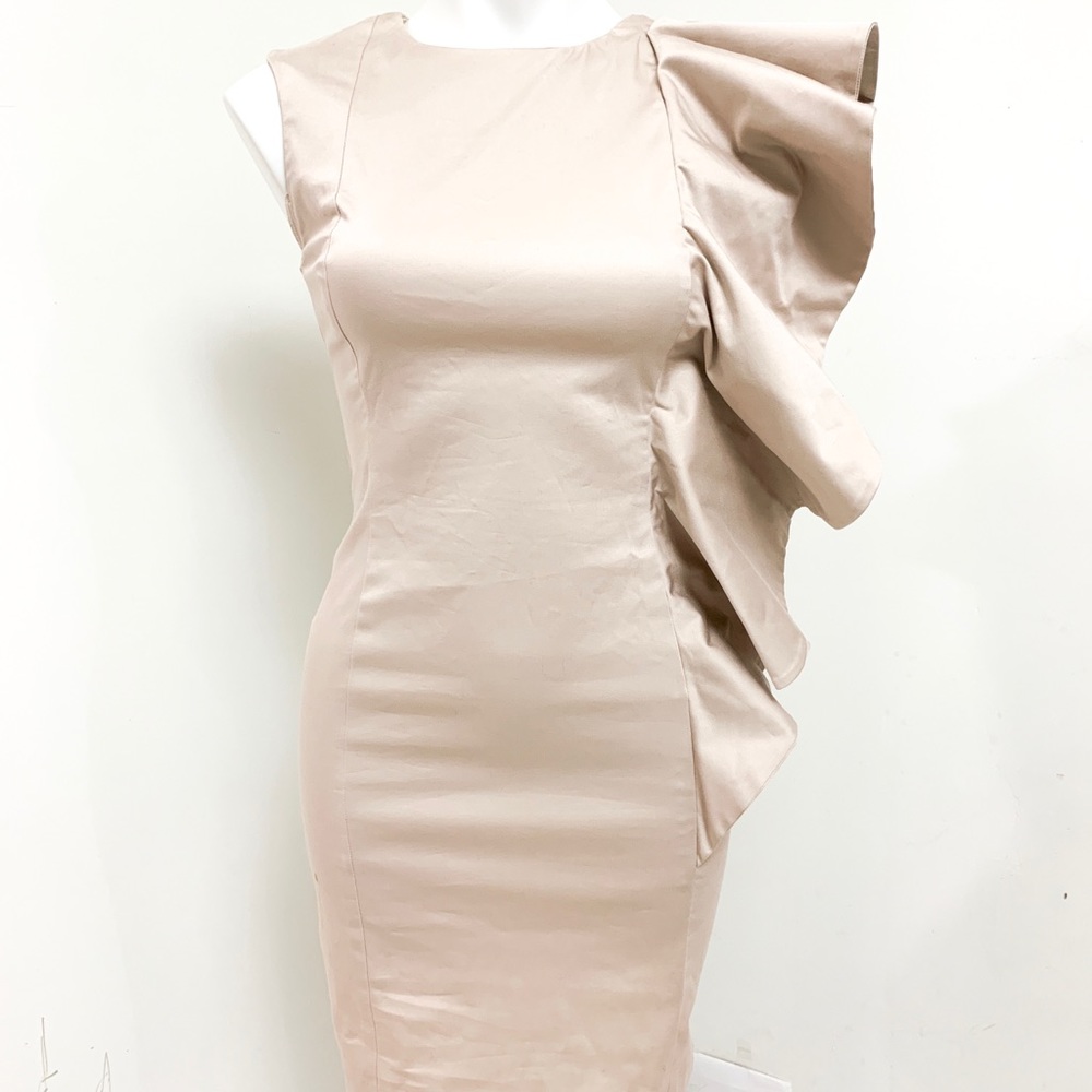 French Connection Dress Sheath Ruffle  Dress beige